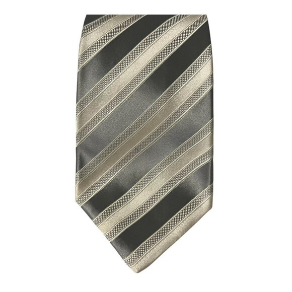 Kiton Other - Kiton Silk Striped Tie Silver White Napoli Italy 58"